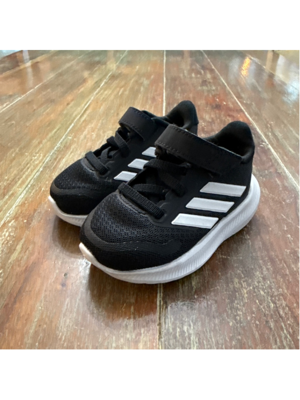 Adidas Toddler Boys Size 5K Cloudfoam Running Shoes Black White Sneakers
